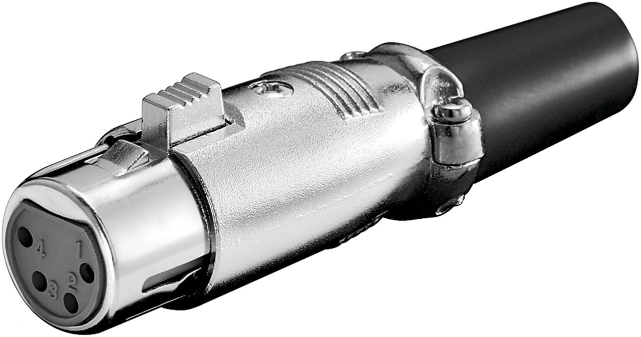 Presa XLR per microfono 4 Pin Custodia in metallo argentato con contatti placcati oro Presa XLR per microfono 4 Pin Custodia in metallo argentato con contatti placcati oro